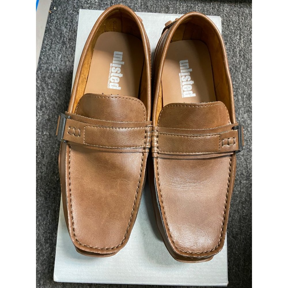 Kenneth Cole Unlisted Men's Wister Belt Driver Loafers Cognac Size 7M. Pre-Owned